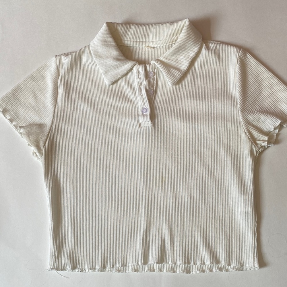 White Cropped Polo Shirt